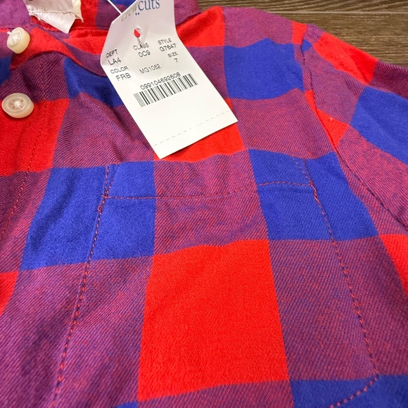 J. Crew Factory Crewcuts Girls Red/Blue Buffalo Plaid Dress, Sz 7, NWT, Holiday - Picture 2 of 12